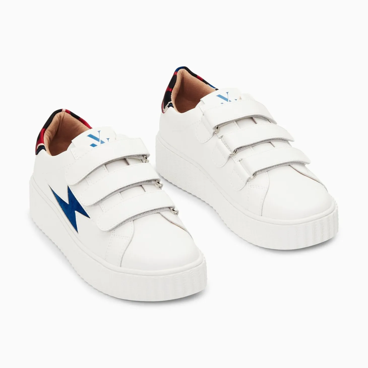 Baskets Eclair Susan Blanc Et Bleu A Scratchs