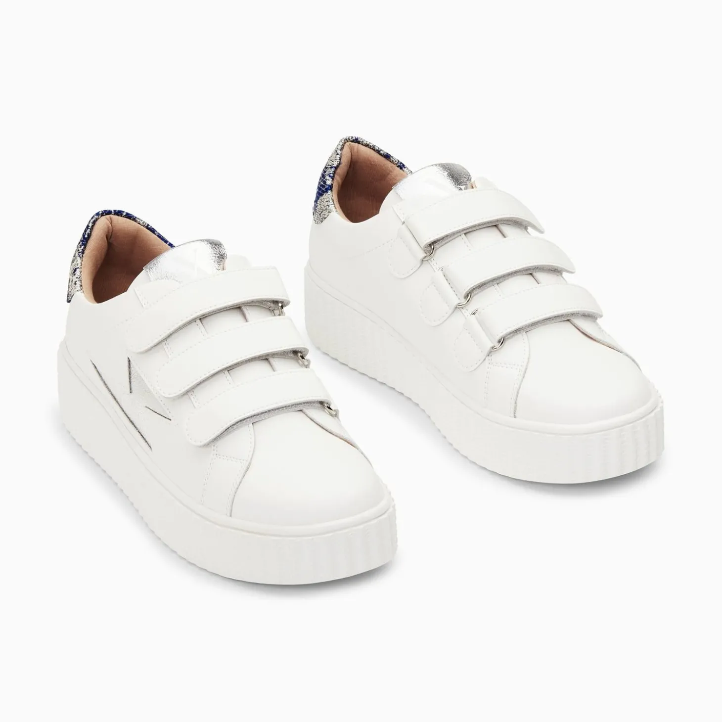 Baskets Eclair Susan Blanc Et Argent A Scratchs