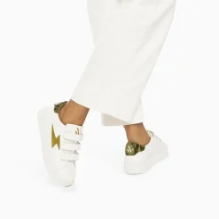 Baskets Eclair Susan Blanc Et Kaki A Scratchs