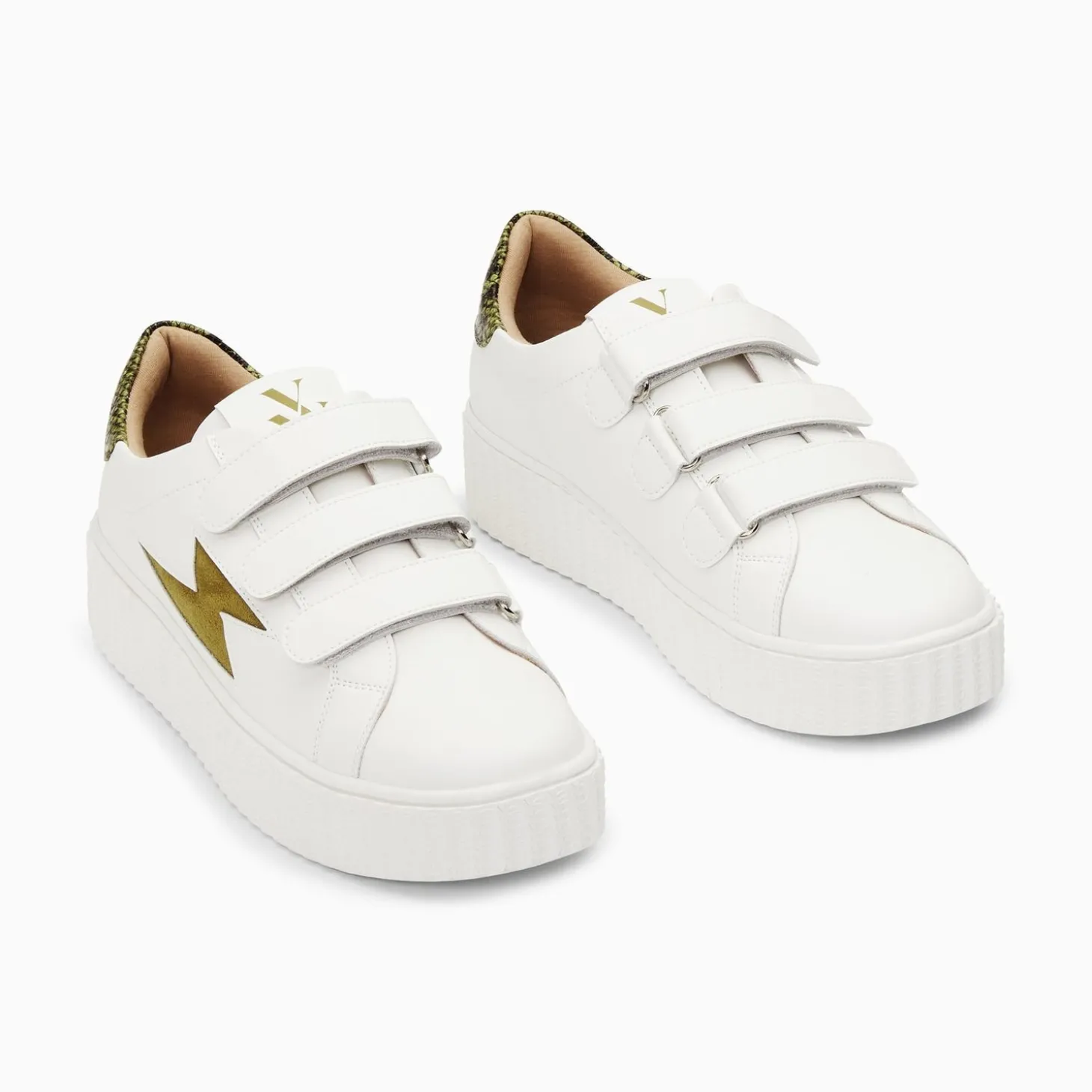 Baskets Eclair Susan Blanc Et Kaki A Scratchs
