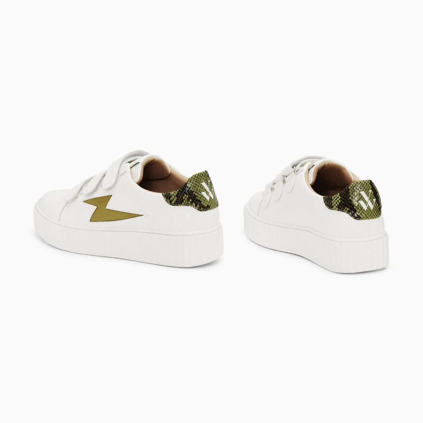 Baskets Eclair Susan Blanc Et Kaki A Scratchs