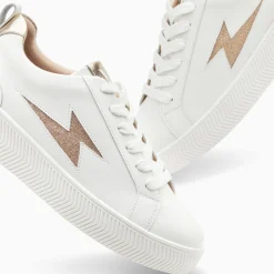 Baskets Eclair Tania Blanc Et Or A Paillettes