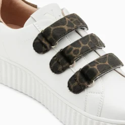 Baskets Eclair Thais Blanc Et Or A Scratchs Kaki