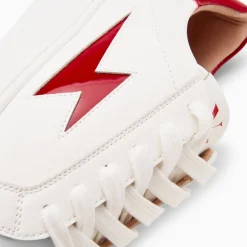 Baskets Eclair Tiff Blanc Et Rouge Verni A Lacets