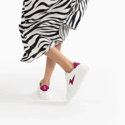 Baskets Eclair Tiff Blanc Et Magenta A Lacets