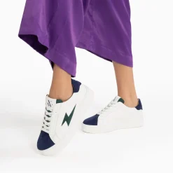 Baskets Eclair Tiff Bleu Marine Et Vert A Lacets