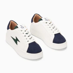 Baskets Eclair Tiff Bleu Marine Et Vert A Lacets