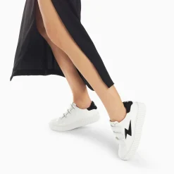 Baskets Eclair Vicky Blanc Et Noir A Scratchs