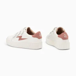 Baskets Eclair Vicky Blanc Et Vieux Rose A Scratchs