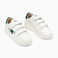 Baskets Eclair Vicky Blanc Et Vert Sapin A Scratchs