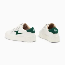 Baskets Eclair Vicky Blanc Et Vert Sapin A Scratchs