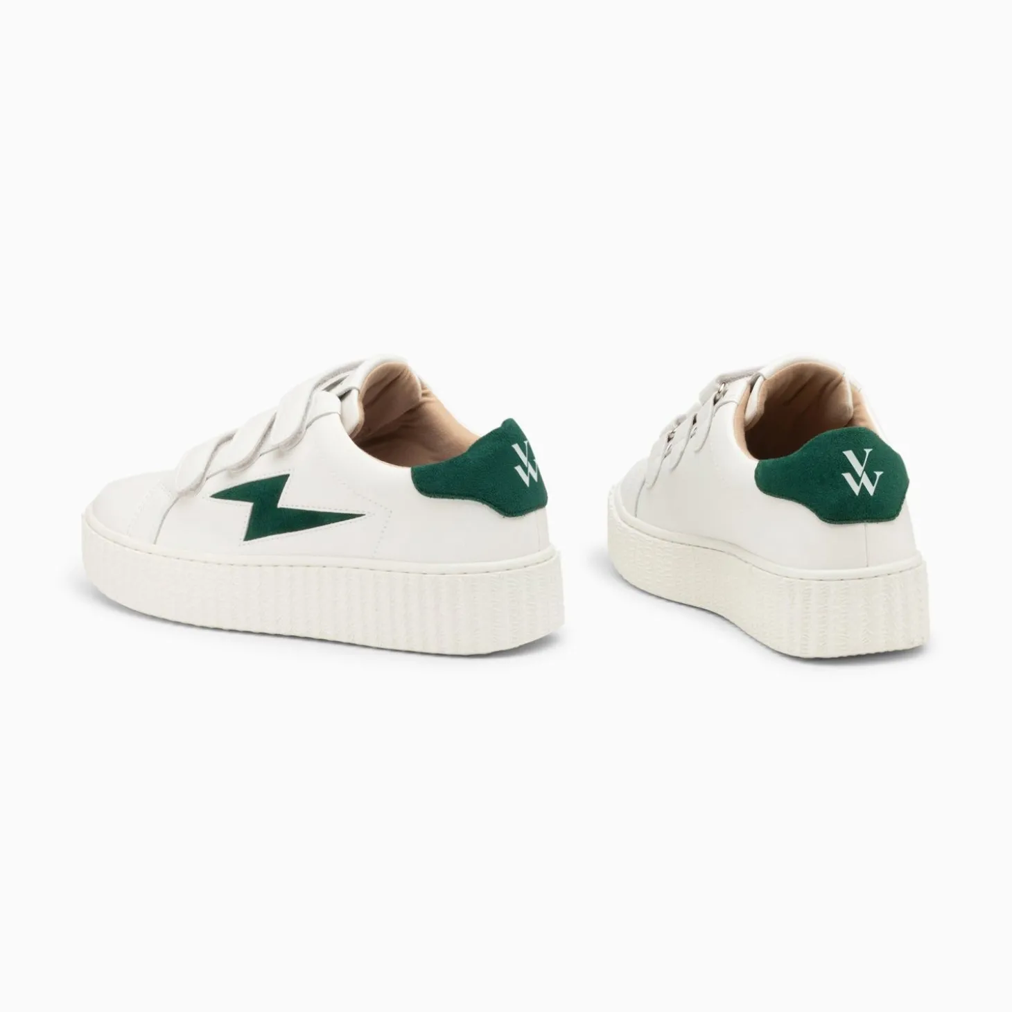 Baskets Eclair Vicky Blanc Et Vert Sapin A Scratchs