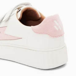 Baskets Eclair Vicky Blanc Et Rose A Scratchs