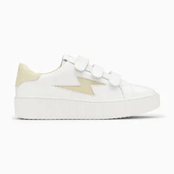 Baskets Eclair Vicky Blanc Et Vert Amande A Scratchs