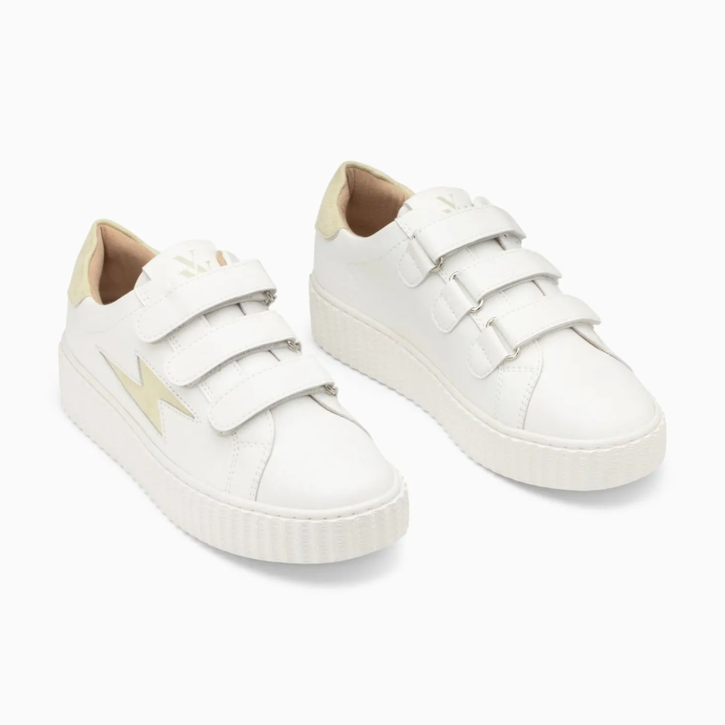 Baskets Eclair Vicky Blanc Et Vert Amande A Scratchs