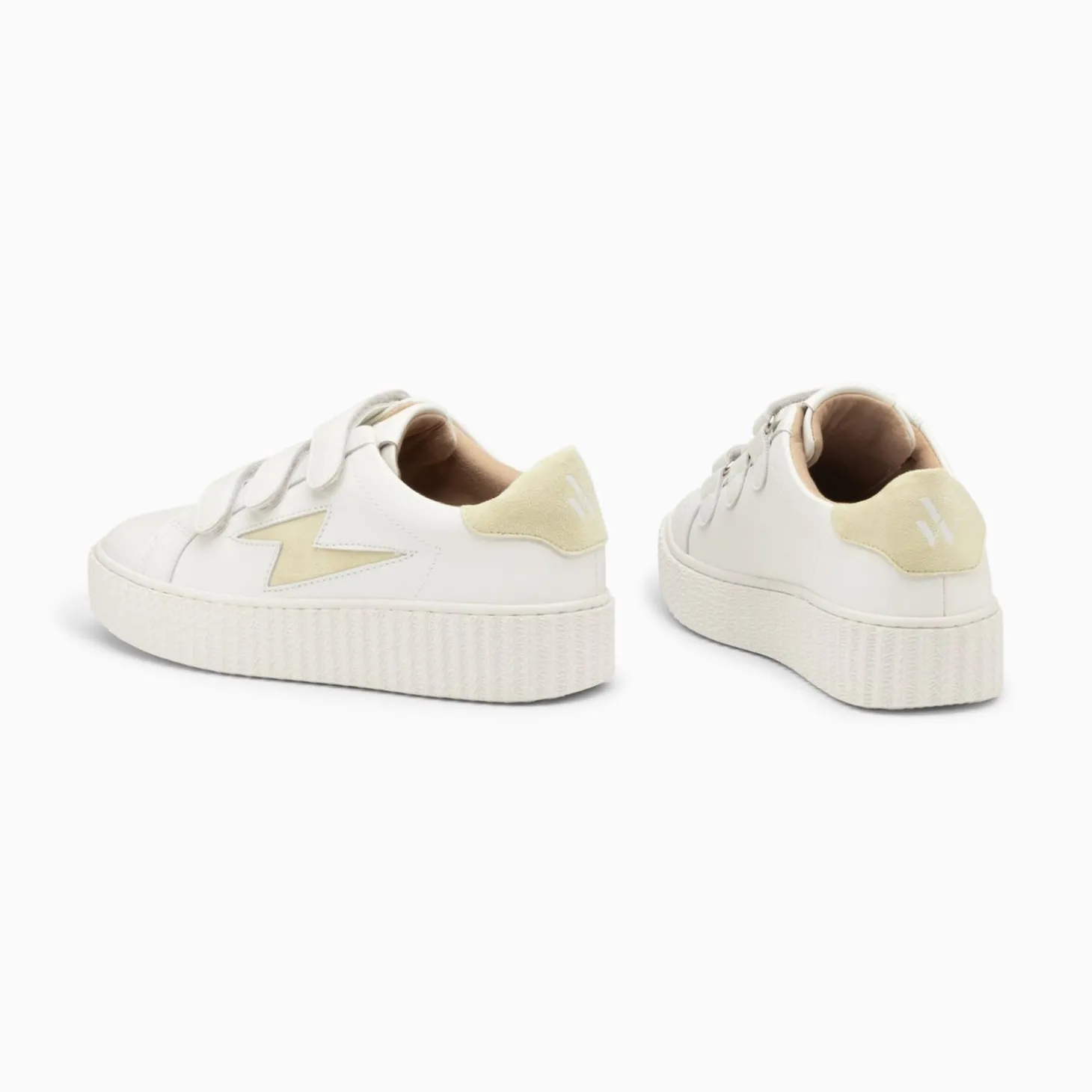 Baskets Eclair Vicky Blanc Et Vert Amande A Scratchs