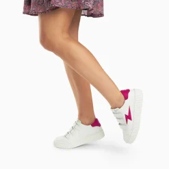 Baskets Eclair Vicky Blanc Et Fuchsia A Scratchs