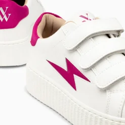 Baskets Eclair Vicky Blanc Et Fuchsia A Scratchs