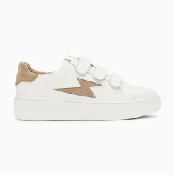 Baskets Eclair Vicky Blanc Et Beige A Scratchs