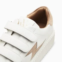 Baskets Eclair Vicky Blanc Et Beige A Scratchs