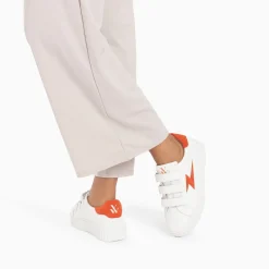 Baskets Eclair Vicky Blanc Et Orange A Scratchs