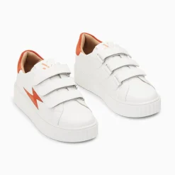 Baskets Eclair Vicky Blanc Et Orange A Scratchs