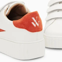 Baskets Eclair Vicky Blanc Et Orange A Scratchs