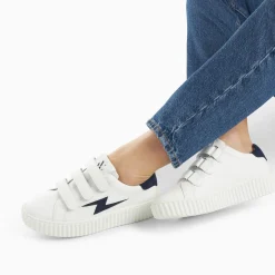Baskets Eclair Vicky Blanc Et Marine A Scratchs