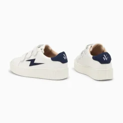 Baskets Eclair Vicky Blanc Et Marine A Scratchs