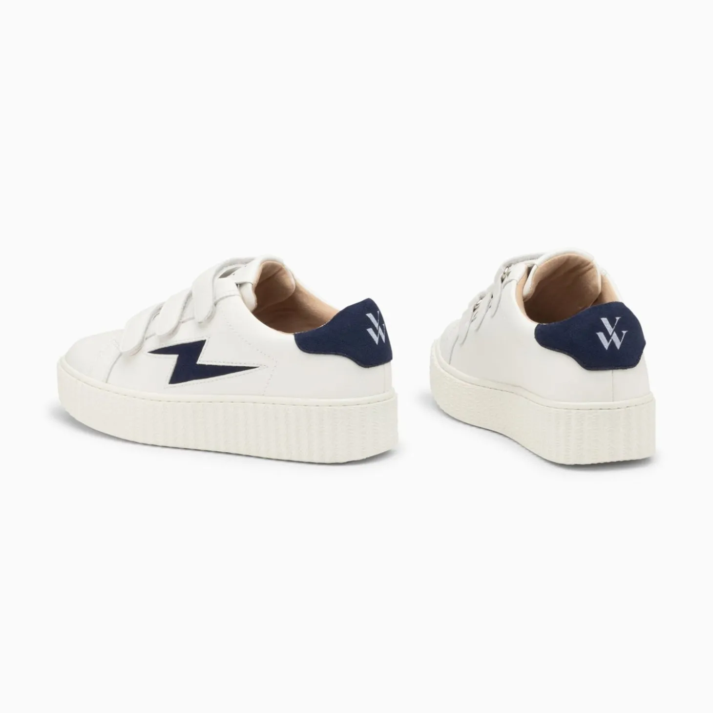 Baskets Eclair Vicky Blanc Et Marine A Scratchs