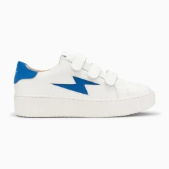 Baskets Eclair Vicky Blanc Et Bleu A Scratchs