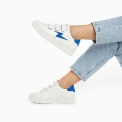 Baskets Eclair Vicky Blanc Et Bleu A Scratchs