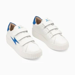 Baskets Eclair Vicky Blanc Et Bleu A Scratchs