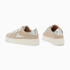 Baskets Eclair Wissem Beige Et Argent A Scratchs