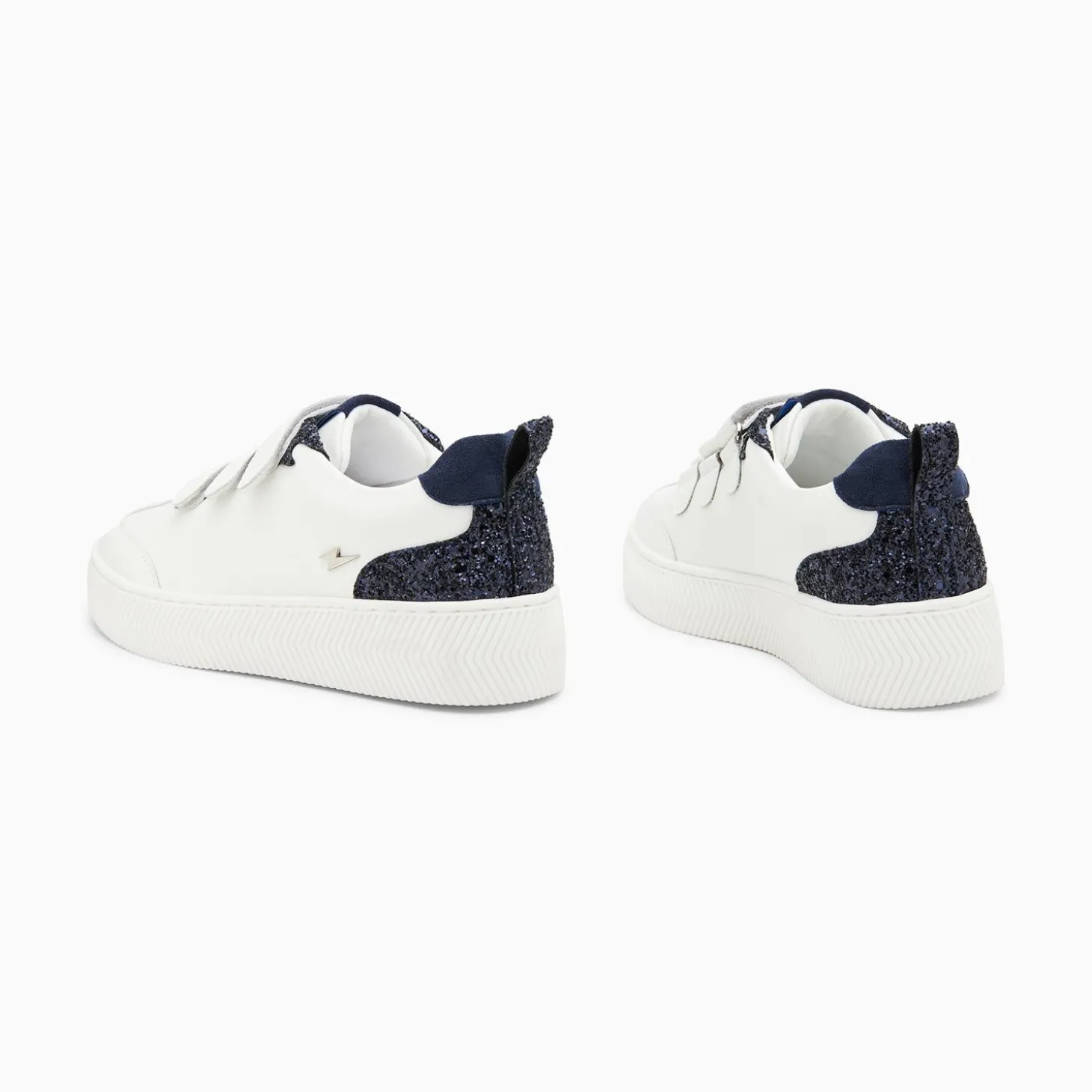 Baskets Eline Blanc Et Bleu Paillete A Scratchs
