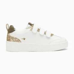 Baskets Eline Blanc Et Or Paillete A Scratchs