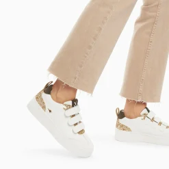 Baskets Eline Blanc Et Or Paillete A Scratchs