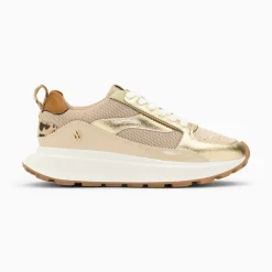 Baskets Emma Or Et Beige A Semelle Oversize