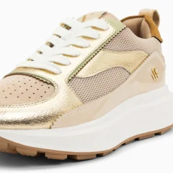 Baskets Emma Or Et Beige A Semelle Oversize