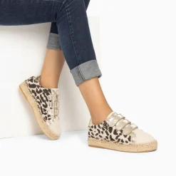 Baskets Espadrilles Alyssa Leopard Et Or A Scratchs