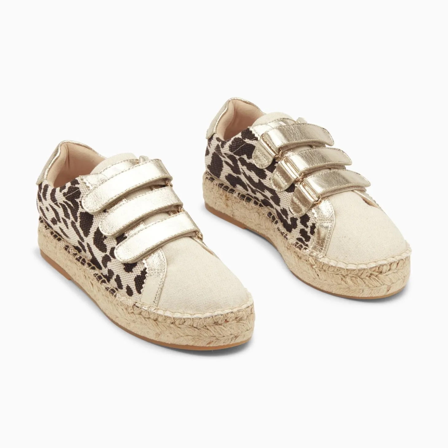 Baskets Espadrilles Alyssa Leopard Et Or A Scratchs