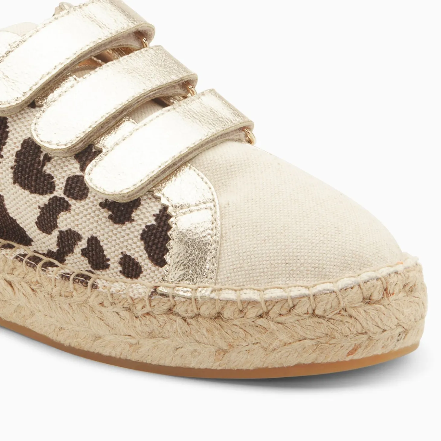 Baskets Espadrilles Alyssa Leopard Et Or A Scratchs