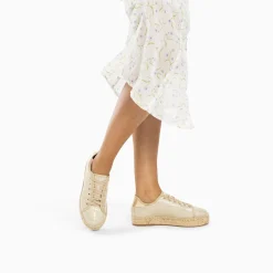 Baskets Espadrilles Kourtney Or Imprime Zebre A Lacets