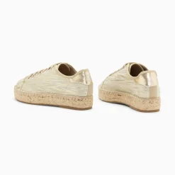 Baskets Espadrilles Kourtney Or Imprime Zebre A Lacets