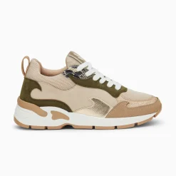 Baskets Flamme Arya Beige Et Kaki