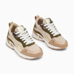 Baskets Flamme Arya Beige Et Kaki