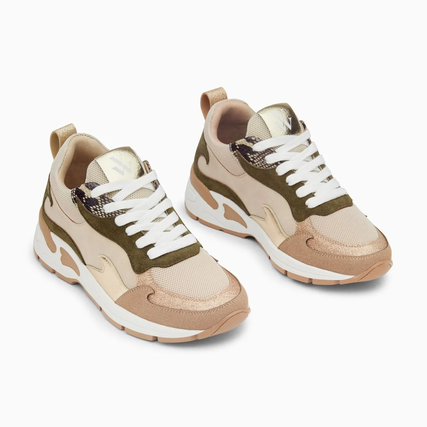 Baskets Flamme Arya Beige Et Kaki