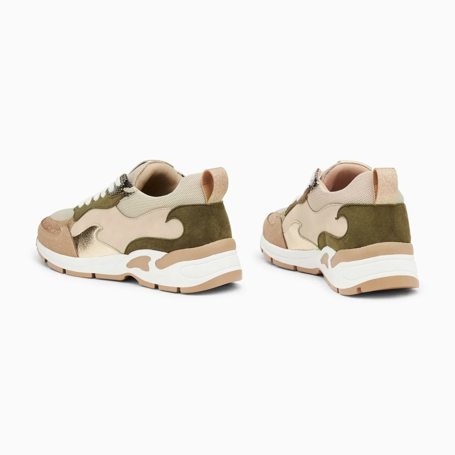 Baskets Flamme Arya Beige Et Kaki