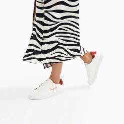 Baskets Isabella Blanc Et Rouge A Lacets