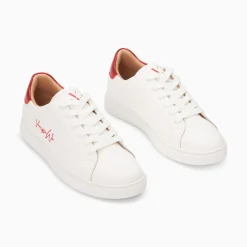 Baskets Isabella Blanc Et Rouge A Lacets